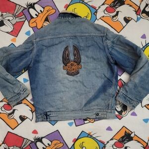 Vintage 70s LEE Sanforized UnionMade Quilted Jean JacketW/ Harley Davidson Patch